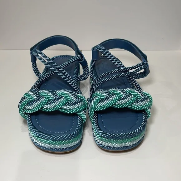 Valentino Rockstud Torchon Ankle-Strap Espadrille Wedge Sandals 41 - Picture 2 of 8